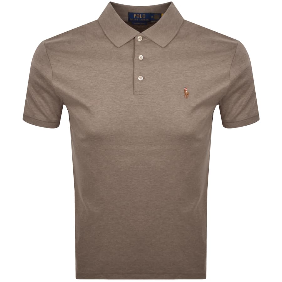 Ralph Lauren Custom Slim Fit Polo T Shirt Brown | Mainline Menswear gb